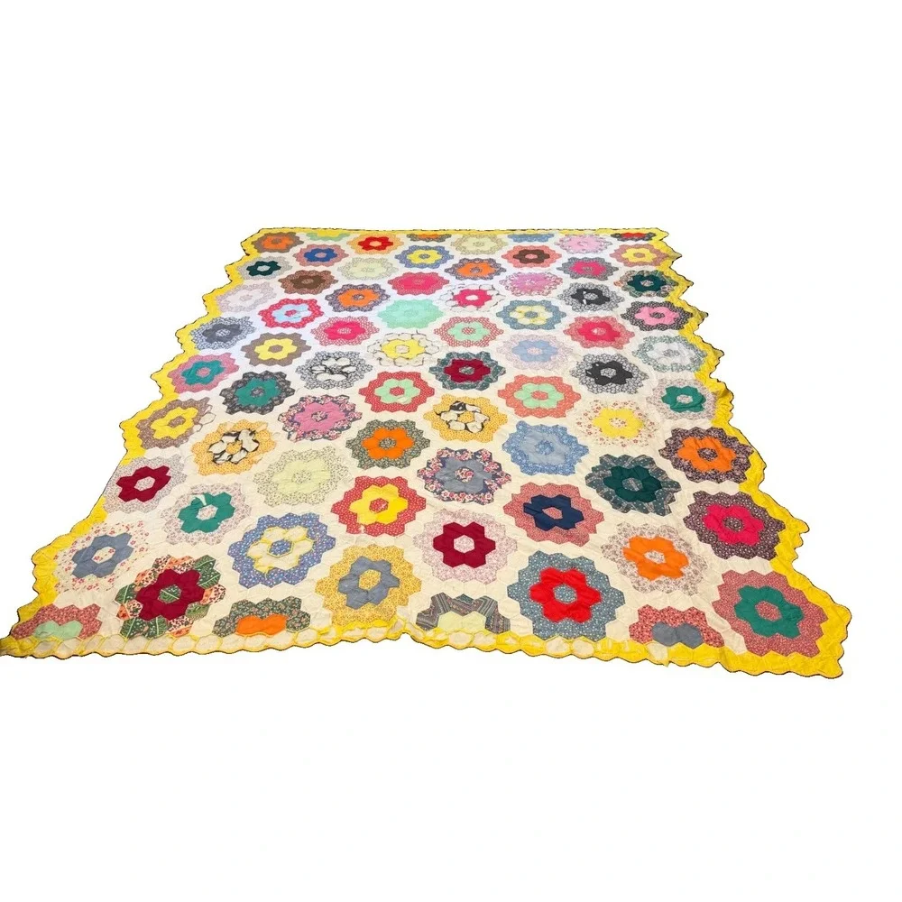 Vintage Grandmother's Flower Garden Quilt 89